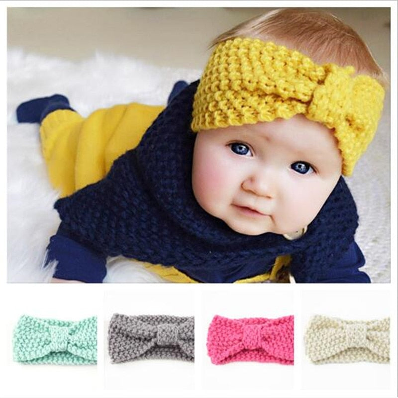 Free Shipping Cute Baby Headband Knitted Infant Turban Head Warm head band Toddler Headwear Hair Band Birthday Gift For Kids