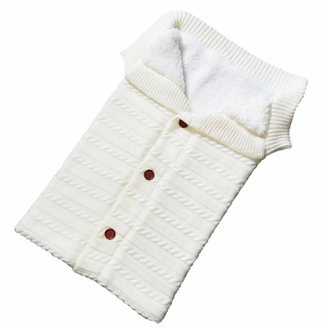 CALOFE Baby Sleeping Bag Thicken Envelope Winter Kids Stroller Sleepsack Knitted Sleep Sack Newborn Swaddle Knit Wool Slaapzak