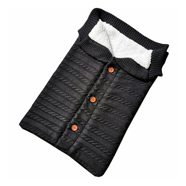 CALOFE Baby Sleeping Bag Thicken Envelope Winter Kids Stroller Sleepsack Knitted Sleep Sack Newborn Swaddle Knit Wool Slaapzak