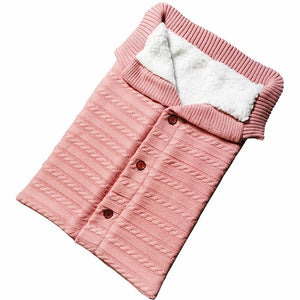 CALOFE Baby Sleeping Bag Thicken Envelope Winter Kids Stroller Sleepsack Knitted Sleep Sack Newborn Swaddle Knit Wool Slaapzak