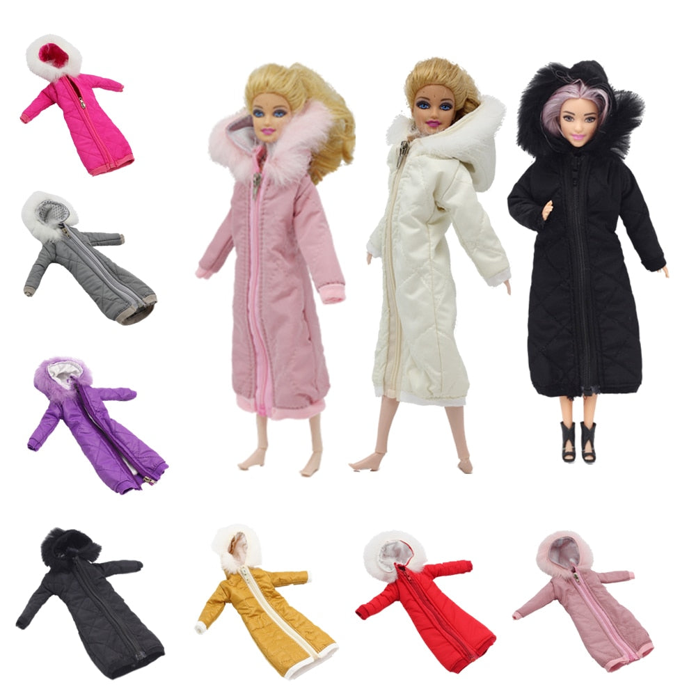 Pretty Long Coat Cotton Dress 1/6 Clothes Toy Winter Wear Wedding Dress Skirt 1/6 BJD Doll Jacket Coat Accessories for Barbies