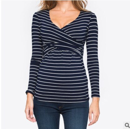 Goocheer Autumn New Women Striped Pregnant Maternity Clothes Nursing Tops Mom Long Sleeve Breastfeeding T-Shirt
