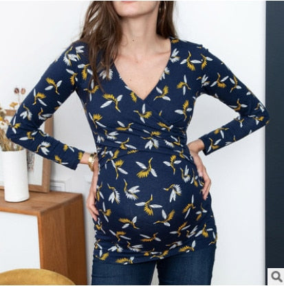 Goocheer Autumn New Women Striped Pregnant Maternity Clothes Nursing Tops Mom Long Sleeve Breastfeeding T-Shirt