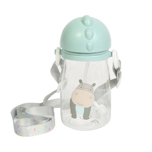 Kids Children Cartoon Animal School Drinking Water Straw Bottle Straw Sippy Baby Cup With Shoulder Strap 420ml