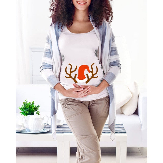 Santa Baby Christmas Snowman Fashion Pregnant Maternity T Shirts Women Casual Pregnancy Tee TopsClothes for Pregnant Women