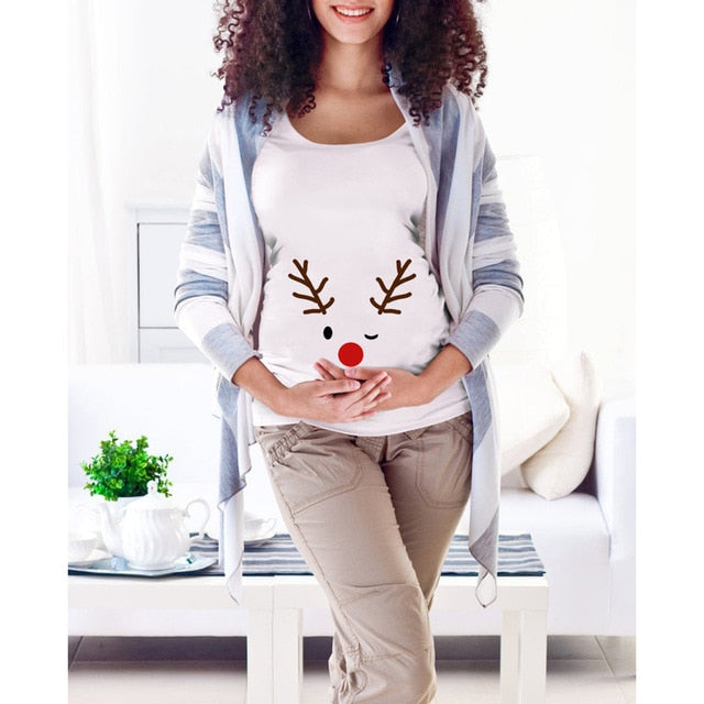 Santa Baby Christmas Snowman Fashion Pregnant Maternity T Shirts Women Casual Pregnancy Tee TopsClothes for Pregnant Women