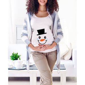 Santa Baby Christmas Snowman Fashion Pregnant Maternity T Shirts Women Casual Pregnancy Tee TopsClothes for Pregnant Women