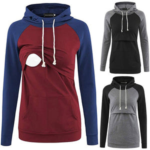 2019 New Patchwork Women Breast-feeding Pregnant Woman Long Sleeve Hoodies Pullovers Hoodies Sweatshirts