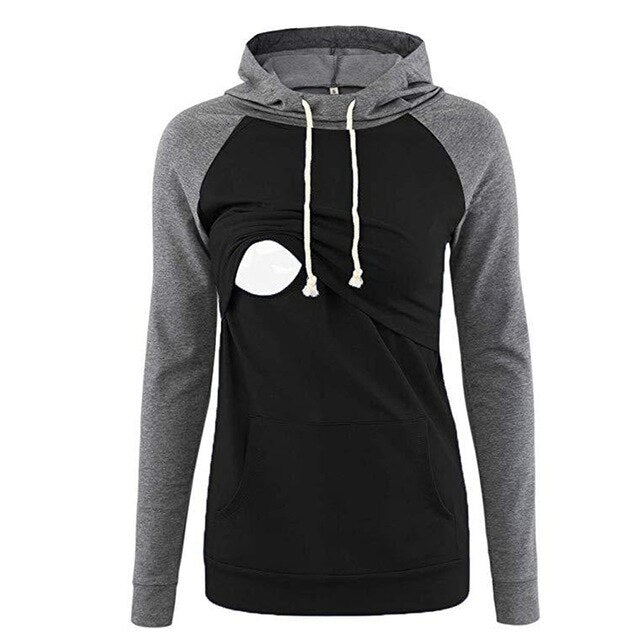 2019 New Patchwork Women Breast-feeding Pregnant Woman Long Sleeve Hoodies Pullovers Hoodies Sweatshirts