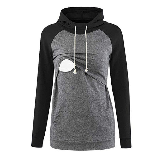 2019 New Patchwork Women Breast-feeding Pregnant Woman Long Sleeve Hoodies Pullovers Hoodies Sweatshirts