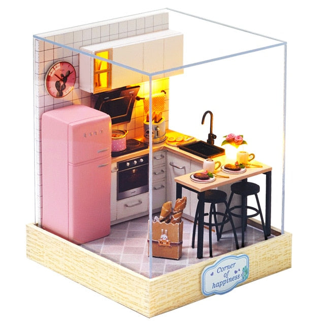 CUTEBEE Doll House DIY Miniature Dollhouse Model Wooden Toy Furnitures Casa De Boneca Dolls Houses Toys Birthday Gift H012