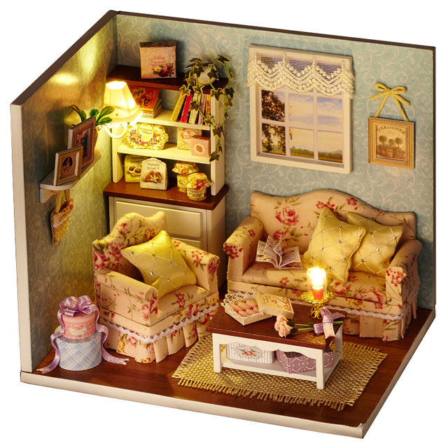 CUTEBEE Doll House DIY Miniature Dollhouse Model Wooden Toy Furnitures Casa De Boneca Dolls Houses Toys Birthday Gift H012
