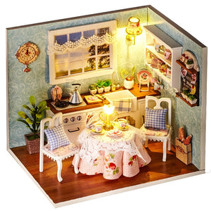 CUTEBEE Doll House DIY Miniature Dollhouse Model Wooden Toy Furnitures Casa De Boneca Dolls Houses Toys Birthday Gift H012