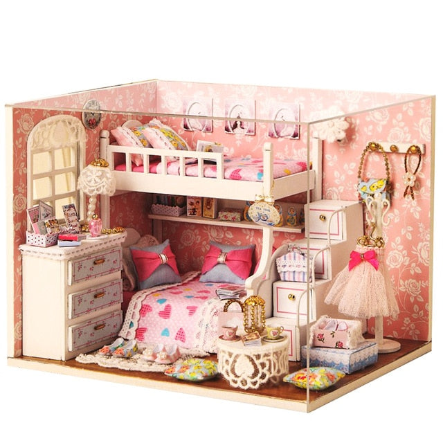 CUTEBEE Doll House DIY Miniature Dollhouse Model Wooden Toy Furnitures Casa De Boneca Dolls Houses Toys Birthday Gift H012