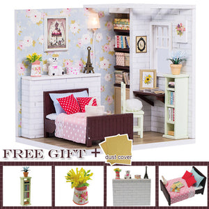 CUTEBEE Doll House DIY Miniature Dollhouse Model Wooden Toy Furnitures Casa De Boneca Dolls Houses Toys Birthday Gift H012