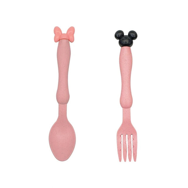 3Pcs/Set Baby bowl+spoon+fork Feeding Food Tableware Cartoon Bear Kids Dishes Eating Dinnerware Anti-hot Training Dinner Plate