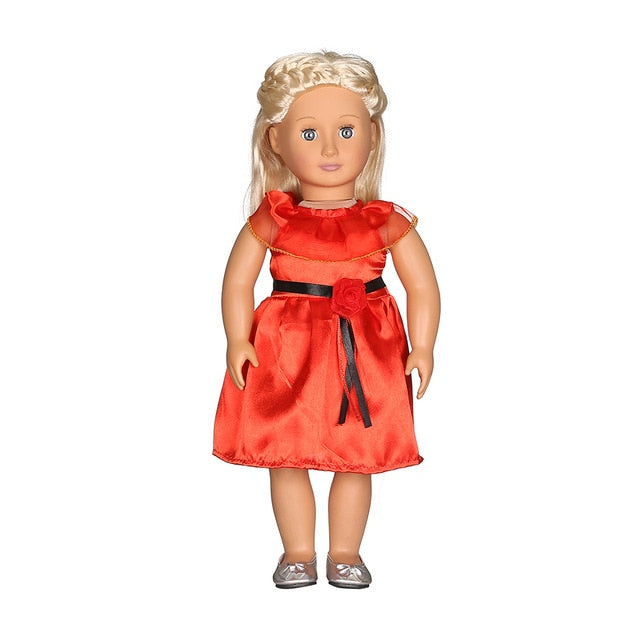 Doll Baby Dress Doll Clothes Handmade Western Dress For 18 Inch American Doll & 43 Cm Baby Doll For Our Generation  Girl`s Toy