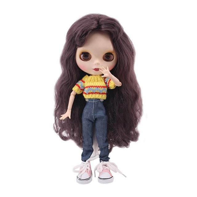 Blyth Doll Clothes 15 Styles 1 Set Clothes=Sweater+Jeans For BJD 30 Cm 1/6 Blyth Doll Dress For Generation Girl`s Christmas Toy