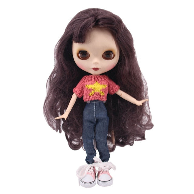 Blyth Doll Clothes 15 Styles 1 Set Clothes=Sweater+Jeans For BJD 30 Cm 1/6 Blyth Doll Dress For Generation Girl`s Christmas Toy