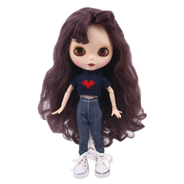 Blyth Doll Clothes 15 Styles 1 Set Clothes=Sweater+Jeans For BJD 30 Cm 1/6 Blyth Doll Dress For Generation Girl`s Christmas Toy