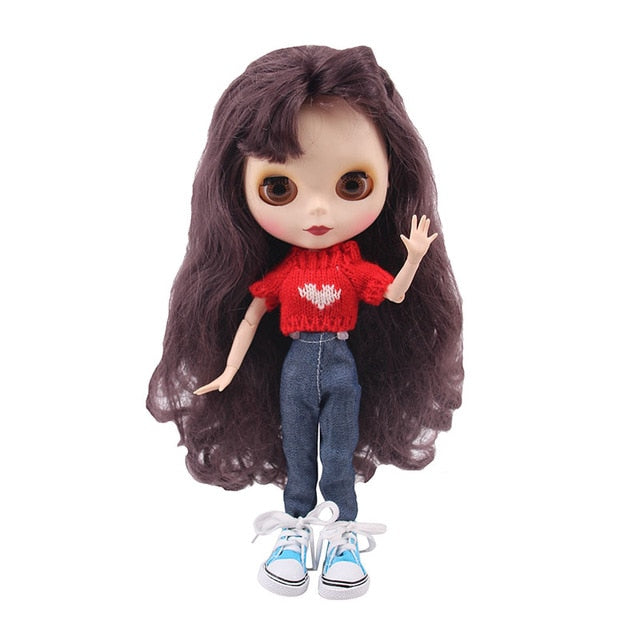Blyth Doll Clothes 15 Styles 1 Set Clothes=Sweater+Jeans For BJD 30 Cm 1/6 Blyth Doll Dress For Generation Girl`s Christmas Toy