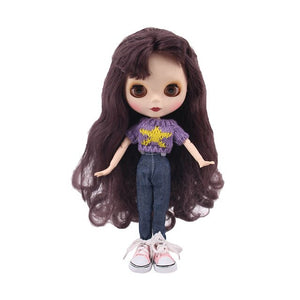 Blyth Doll Clothes 15 Styles 1 Set Clothes=Sweater+Jeans For BJD 30 Cm 1/6 Blyth Doll Dress For Generation Girl`s Christmas Toy