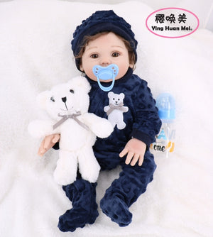 Child Reborn Full Silicone Reborn Full Silicone Body Baby Dolls Boy Girl Twin 43CM Vinyl Realistic Mini Moll Bath Toy waterproof