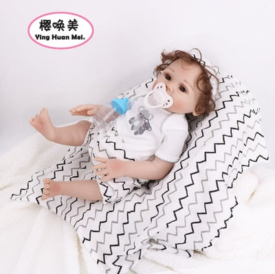 Child Reborn Full Silicone Reborn Full Silicone Body Baby Dolls Boy Girl Twin 43CM Vinyl Realistic Mini Moll Bath Toy waterproof