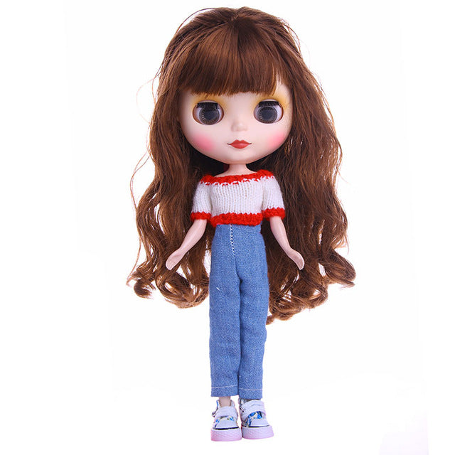 Blyth Doll Clothes 15 Styles 1 Set Clothes=Sweater+Jeans For BJD 30 Cm 1/6 Blyth Doll Dress For Generation Girl`s Christmas Toy