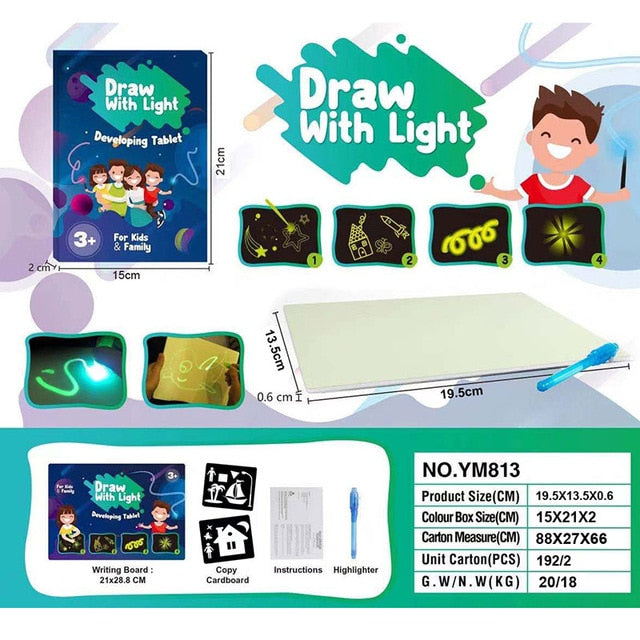 Big Size Illuminate Drawing Board Light In Dark Children Kids Paint Toy DIY Educaitonal 2019 Boy Girl Toys