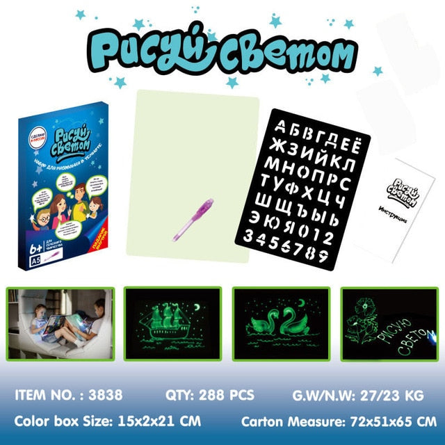 Big Size Illuminate Drawing Board Light In Dark Children Kids Paint Toy DIY Educaitonal 2019 Boy Girl Toys