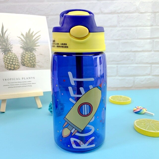 480ML Kids Water Cup Creative Cartoon Baby Feeding Cups With Straws Leakproof Water Bottles Outdoor Portable Children's Cups