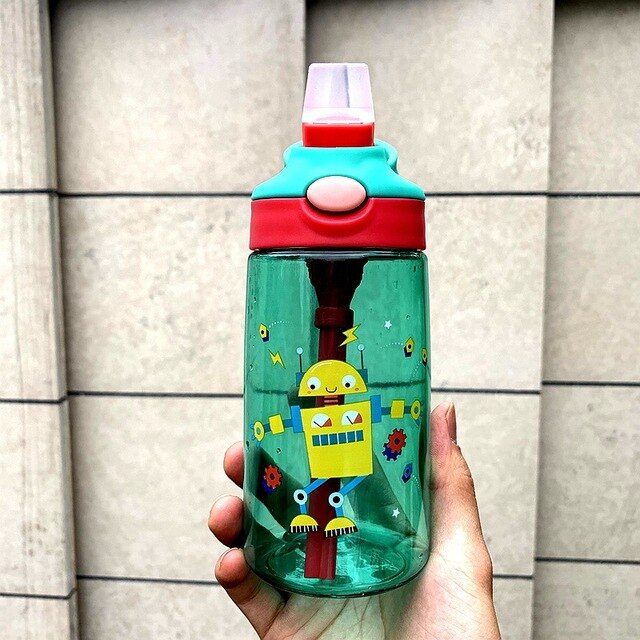 480ML Kids Water Cup Creative Cartoon Baby Feeding Cups With Straws Leakproof Water Bottles Outdoor Portable Children's Cups