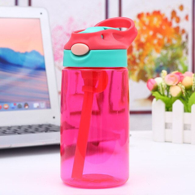 480ML Kids Water Cup Creative Cartoon Baby Feeding Cups With Straws Leakproof Water Bottles Outdoor Portable Children's Cups