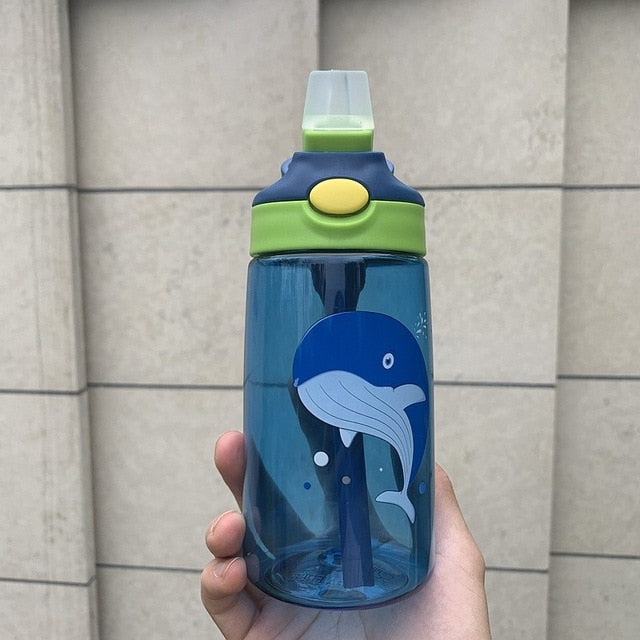 480ML Kids Water Cup Creative Cartoon Baby Feeding Cups With Straws Leakproof Water Bottles Outdoor Portable Children's Cups