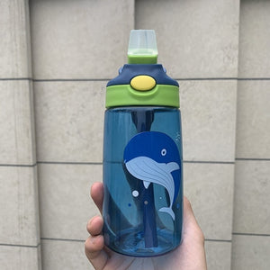 480ML Kids Water Cup Creative Cartoon Baby Feeding Cups With Straws Leakproof Water Bottles Outdoor Portable Children's Cups