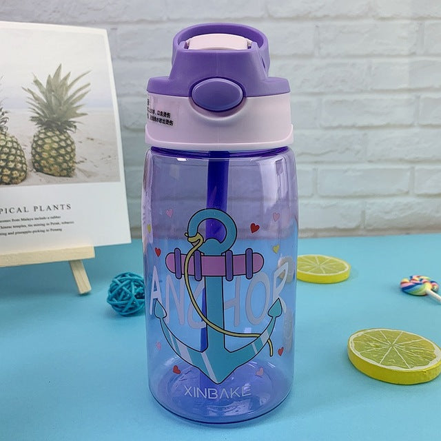 480ML Kids Water Cup Creative Cartoon Baby Feeding Cups With Straws Leakproof Water Bottles Outdoor Portable Children's Cups