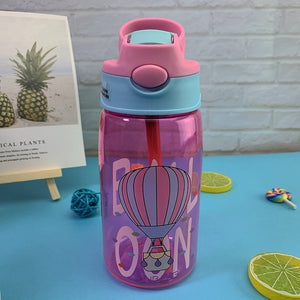 480ML Kids Water Cup Creative Cartoon Baby Feeding Cups With Straws Leakproof Water Bottles Outdoor Portable Children's Cups