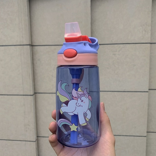 480ML Kids Water Cup Creative Cartoon Baby Feeding Cups With Straws Leakproof Water Bottles Outdoor Portable Children's Cups