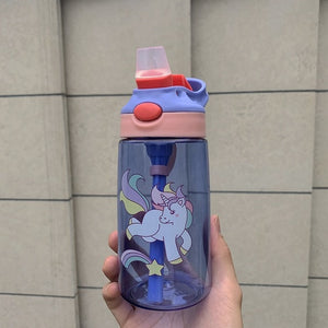 480ML Kids Water Cup Creative Cartoon Baby Feeding Cups With Straws Leakproof Water Bottles Outdoor Portable Children's Cups