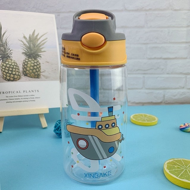 480ML Kids Water Cup Creative Cartoon Baby Feeding Cups With Straws Leakproof Water Bottles Outdoor Portable Children's Cups