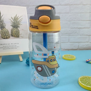 480ML Kids Water Cup Creative Cartoon Baby Feeding Cups With Straws Leakproof Water Bottles Outdoor Portable Children's Cups