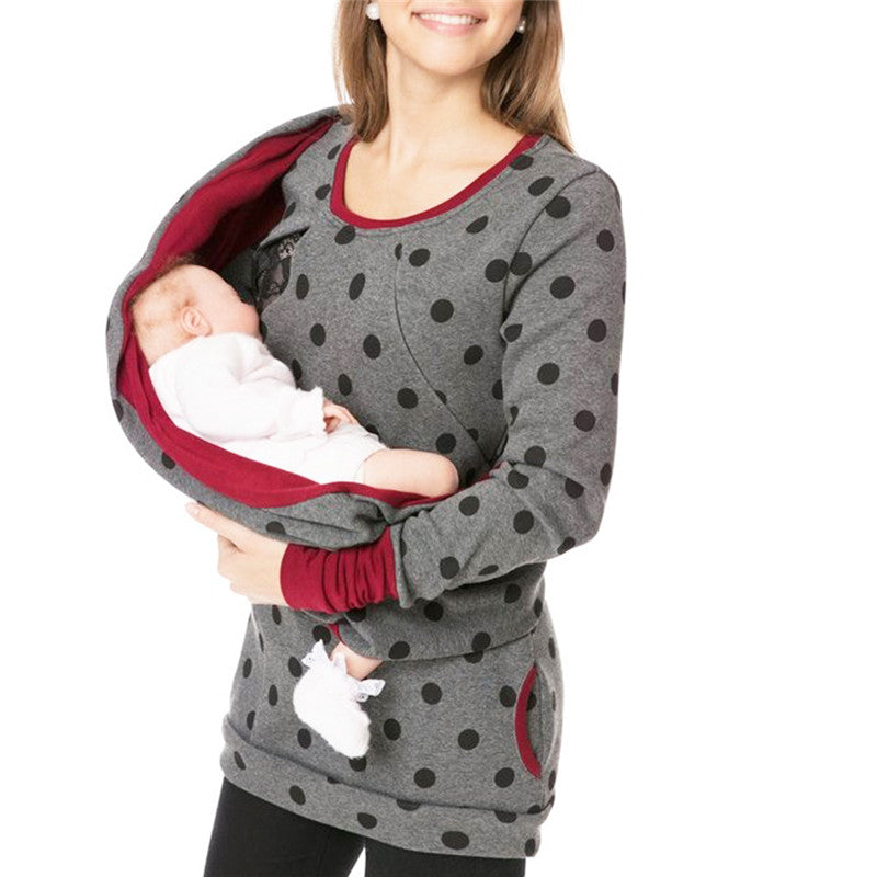 Maternity Breastfeeding Hoodie Autumn Pregnant Sweatshirt  Women Pregnancy Hooded Lactation Clothes For Nursing Mothers Clothing