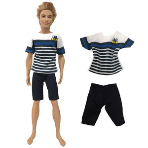 NK One Pcs Doll Casual Wear T-Shirt Trousers Summer Outfit Short Pants Ken Clothes Mix Style For Barbie Ken Doll Accessories JJ