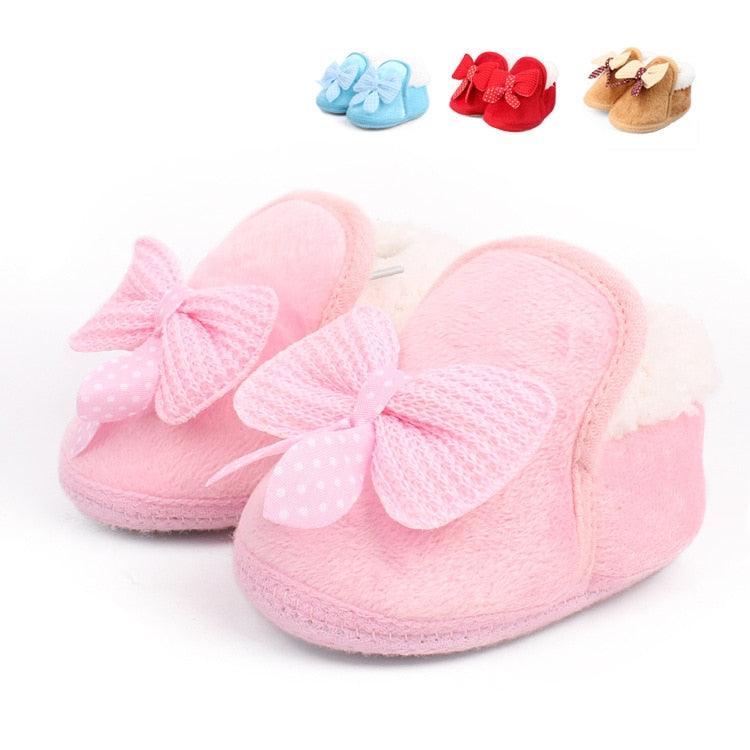 Winter Warm Baby Cotton Shoes And Boots Thickened Warm Soft Soled Walking Shoes Bow Factory Wholesale Free Shipping