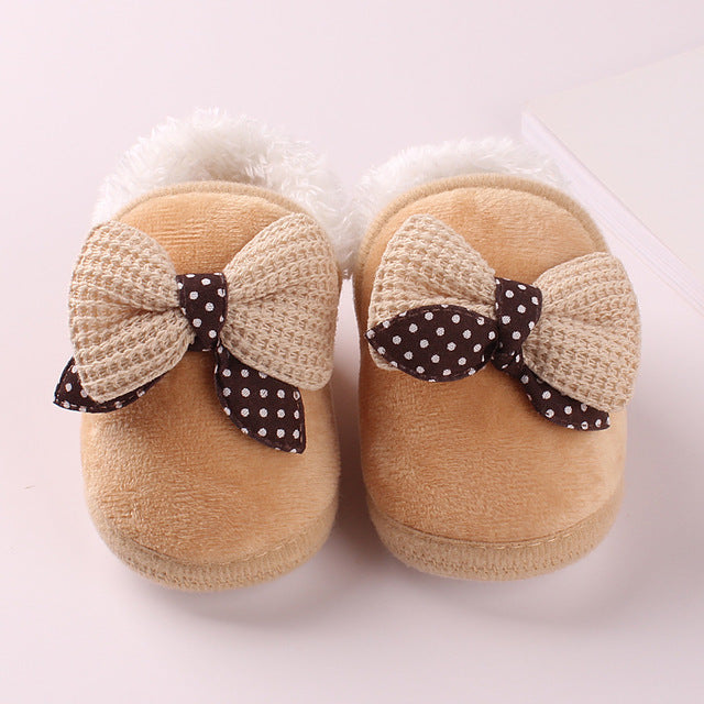 Winter Warm Baby Cotton Shoes And Boots Thickened Warm Soft Soled Walking Shoes Bow Factory Wholesale Free Shipping