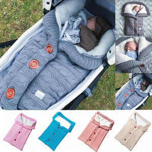 CALOFE Baby Sleeping Bag Thicken Envelope Winter Kids Stroller Sleepsack Knitted Sleep Sack Newborn Swaddle Knit Wool Slaapzak