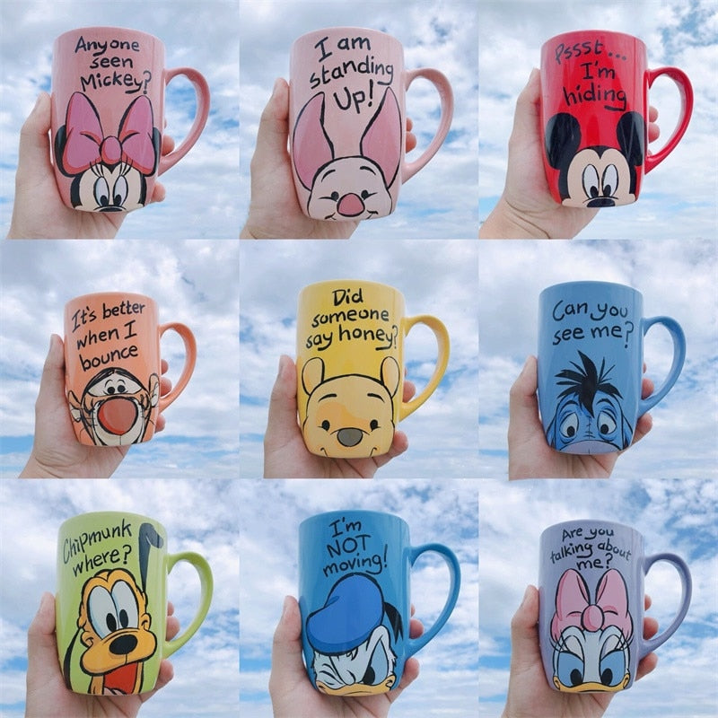 1 Piece 500mL Disney Mickey Minnie Cartoon Ceramic Water Cup Coffee Milk Mug Home Office Collection Cups Women Girl Gifts