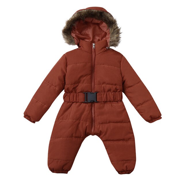 LOOZYKIT Baby Down Jacket Jumpsuit Winter Newborn Baby Jacket Winter Fashion Solid Thick Hooded Romper Baby Winter Warm Suit