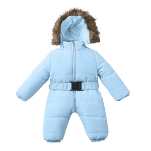 LOOZYKIT Baby Down Jacket Jumpsuit Winter Newborn Baby Jacket Winter Fashion Solid Thick Hooded Romper Baby Winter Warm Suit
